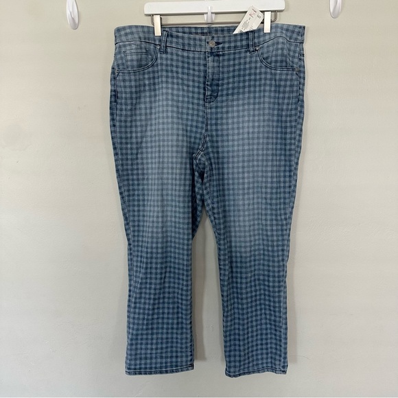 Chico’s Blue So Slimming Gingham Girlfriend Crop Jeans Size 3 / US 16 - Picture 1 of 9